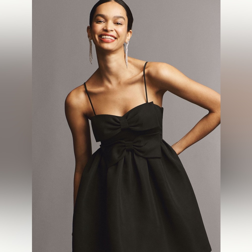 Sachin & Babi Sloane Taffeta Double-Bow Pleated Mini Dress